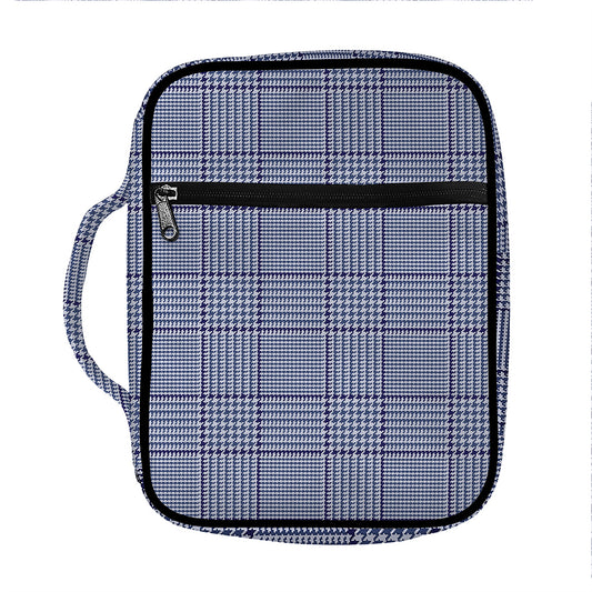 Blue Prince of Wales Check Print Front Pocket Bible Bag
