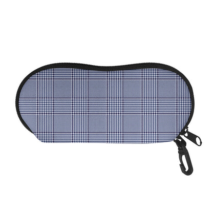 Blue Prince of Wales Check Print Glasses Case