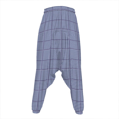 Blue Prince of Wales Check Print Hammer Pants