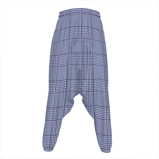 Blue Prince of Wales Check Print Hammer Pants