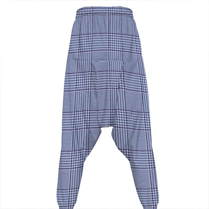 Blue Prince of Wales Check Print Hammer Pants