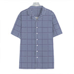 Blue Prince of Wales Check Print Hawaiian Shirt