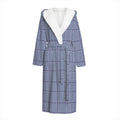 Blue Prince of Wales Check Print Hooded Bathrobe