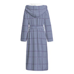 Blue Prince of Wales Check Print Hooded Bathrobe