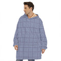 Blue Prince of Wales Check Print Hoodie Blanket