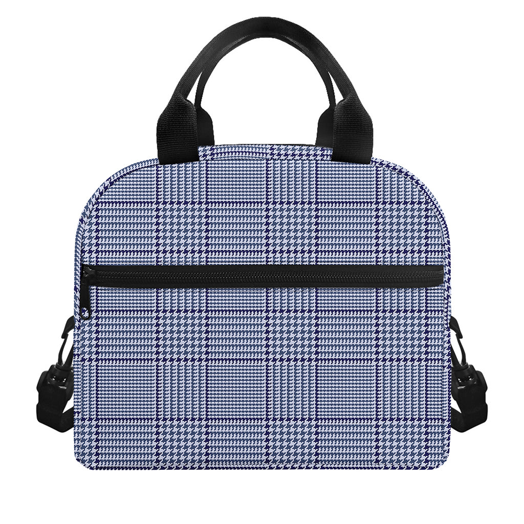 Blue Prince of Wales Check Print Insulated Lunch Bag