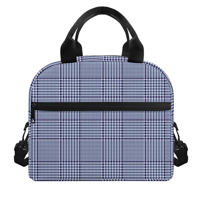 Blue Prince of Wales Check Print Insulated Lunch Bag
