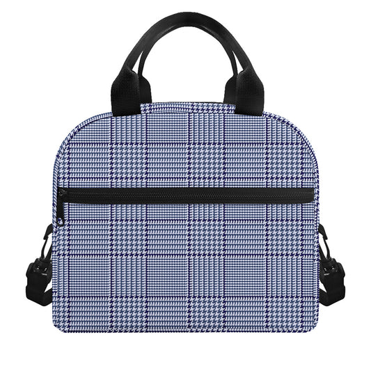 Blue Prince of Wales Check Print Insulated Lunch Bag