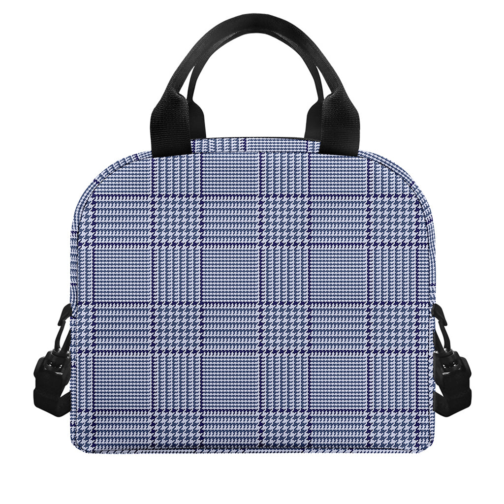 Blue Prince of Wales Check Print Insulated Lunch Bag