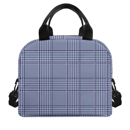 Blue Prince of Wales Check Print Insulated Lunch Bag