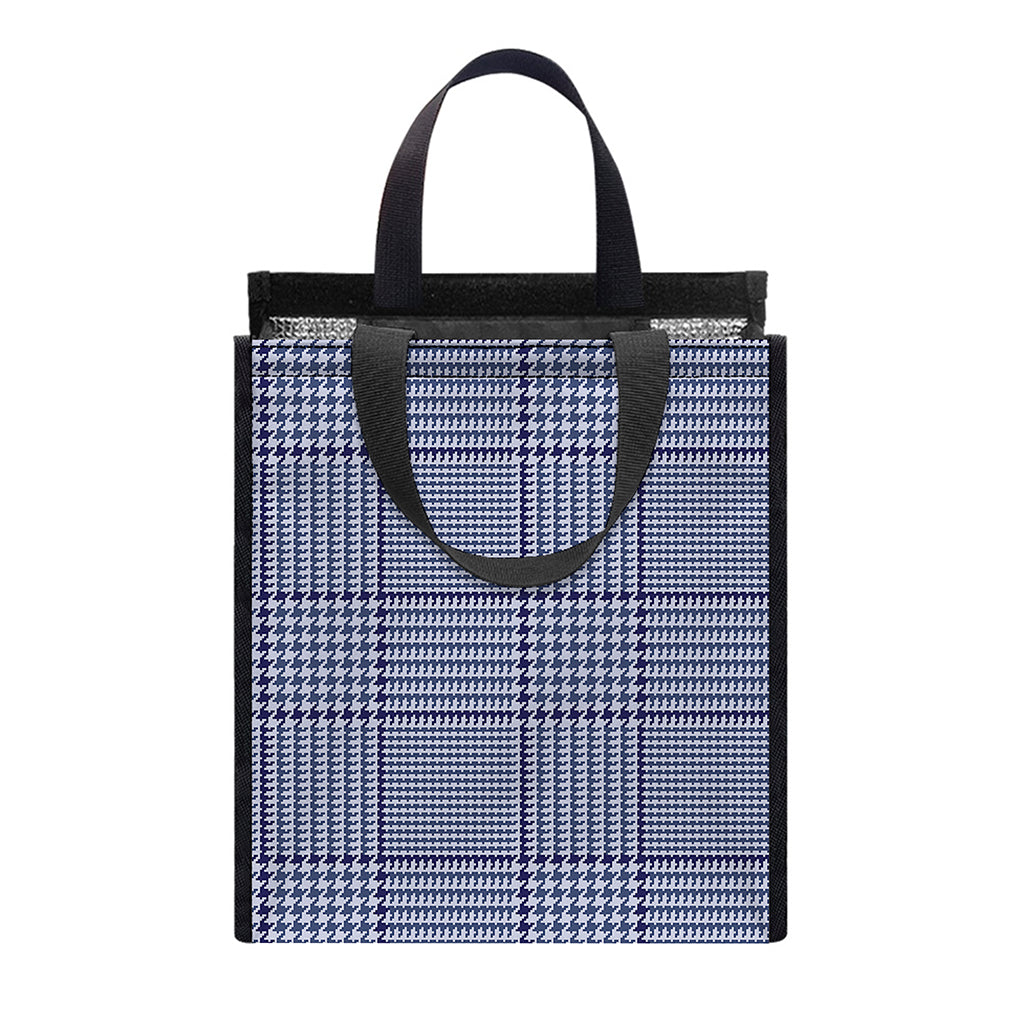 Blue Prince of Wales Check Print Insulated Lunch Tote
