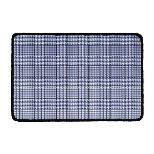 Blue Prince of Wales Check Print Kitchen Mat