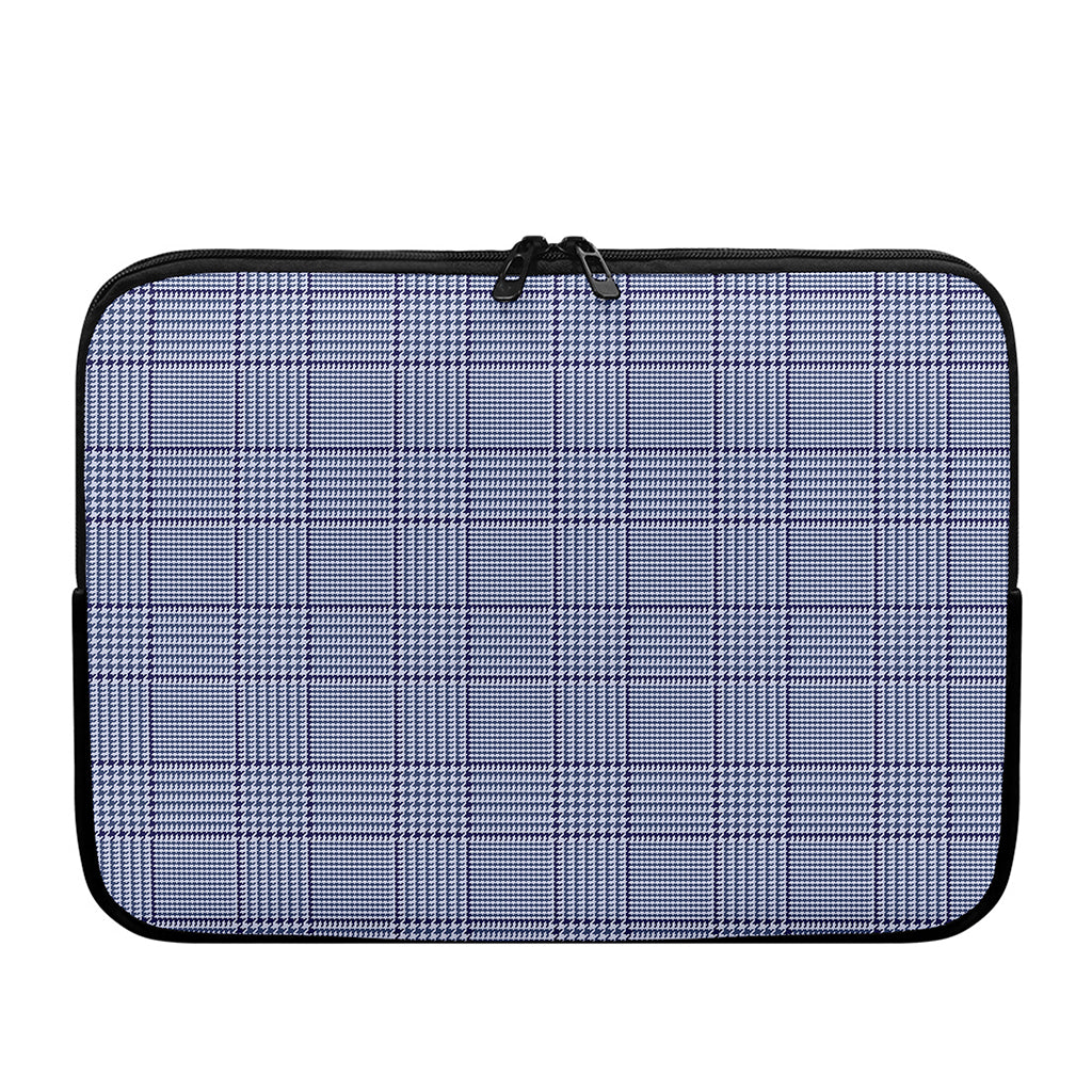 Blue Prince of Wales Check Print Laptop Sleeve