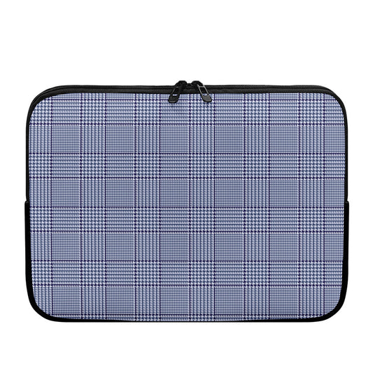 Blue Prince of Wales Check Print Laptop Sleeve