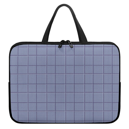 Blue Prince of Wales Check Print Laptop Sleeve With Handle
