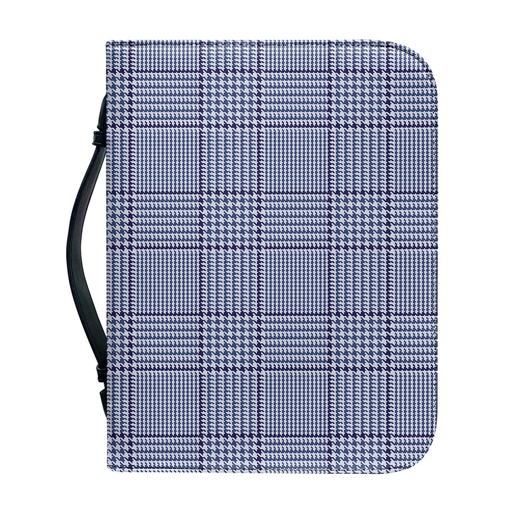 Blue Prince of Wales Check Print Leather Bible Cover
