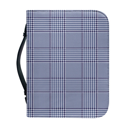 Blue Prince of Wales Check Print Leather Bible Cover