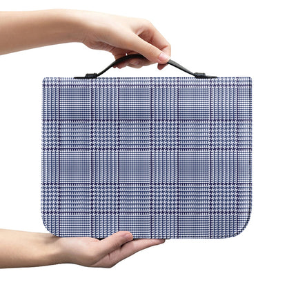 Blue Prince of Wales Check Print Leather Bible Cover