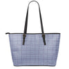 Blue Prince of Wales Check Print Leather Tote Bag