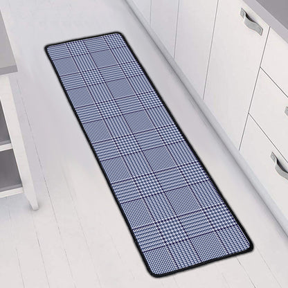 Blue Prince of Wales Check Print Long Kitchen Mat