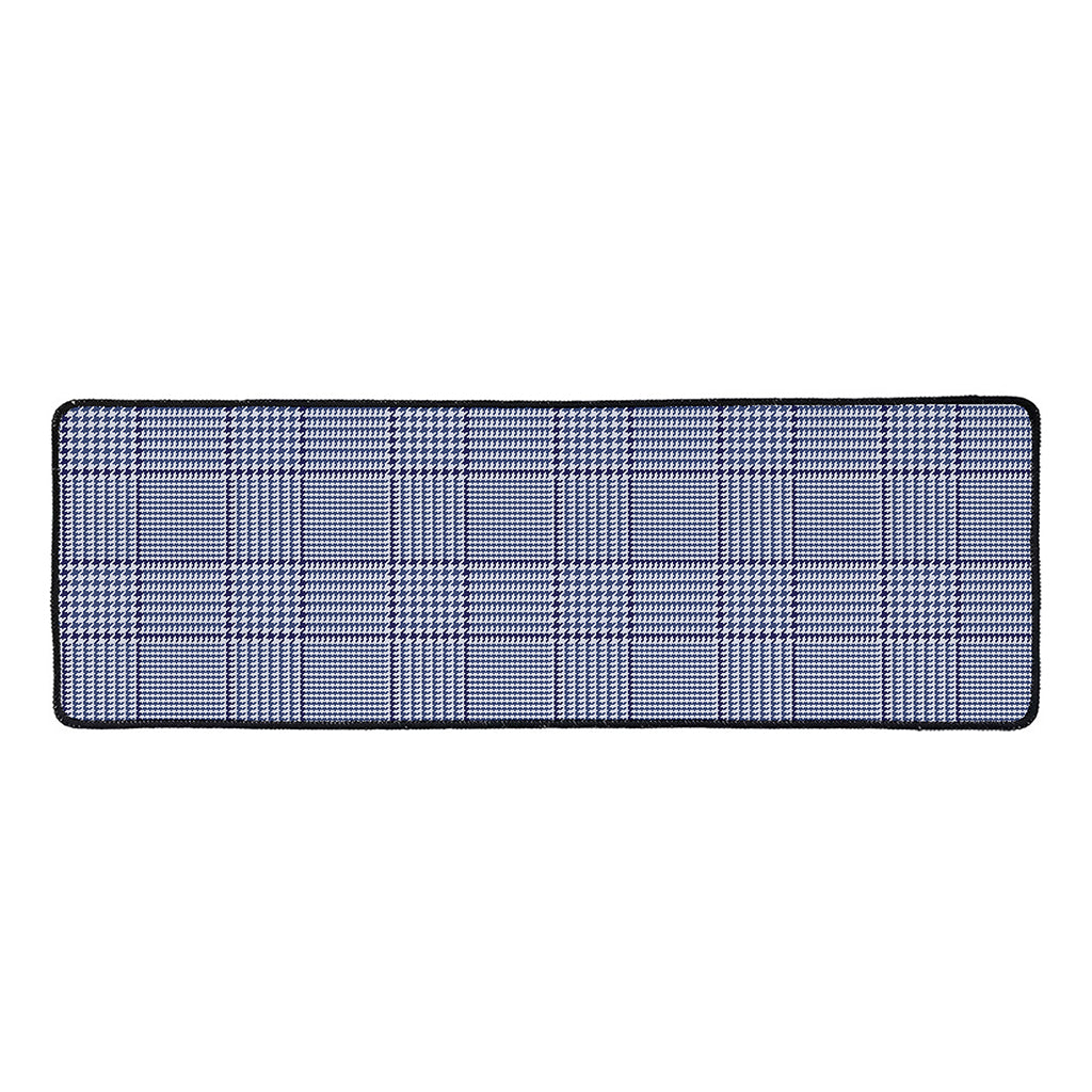 Blue Prince of Wales Check Print Long Kitchen Mat