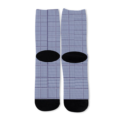 Blue Prince of Wales Check Print Long Socks