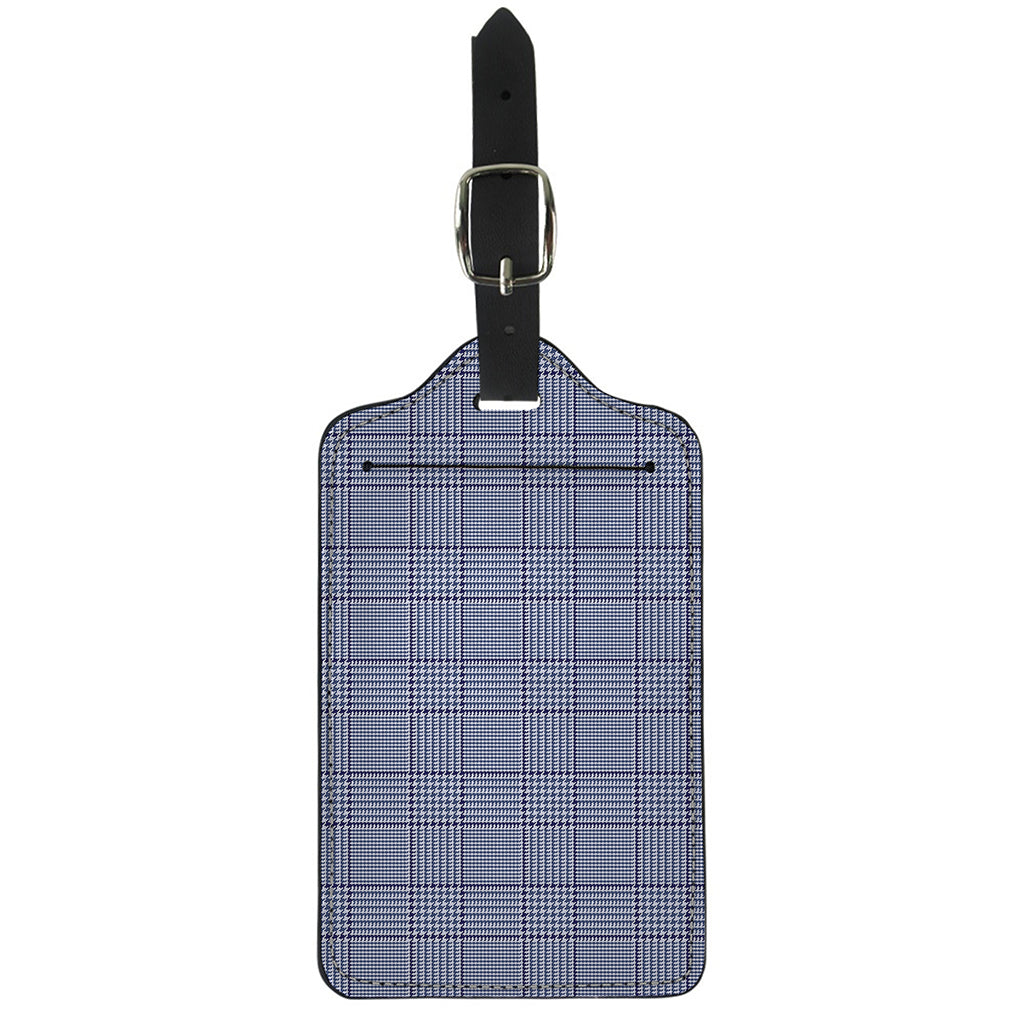 Blue Prince of Wales Check Print Luggage Tag