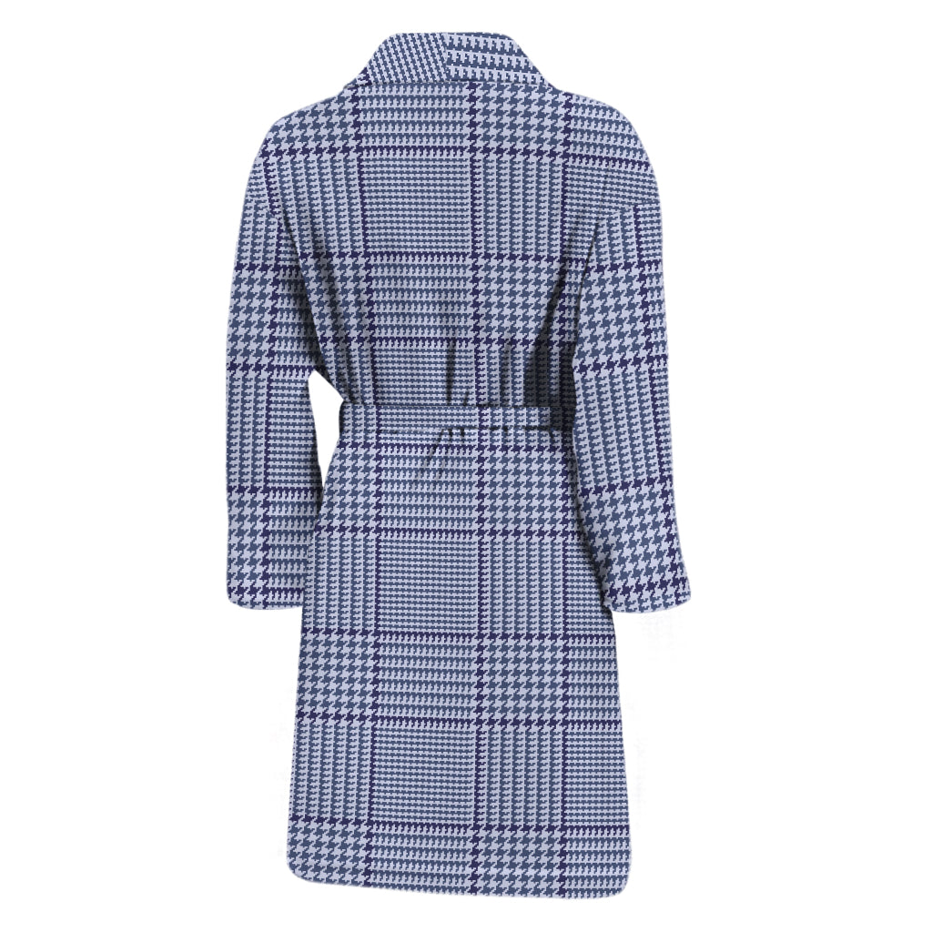 Blue Prince of Wales Check Print Men's Bathrobe