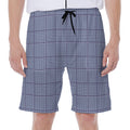 Blue Prince of Wales Check Print Men's Beach Shorts