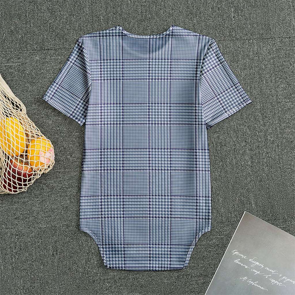 Blue Prince of Wales Check Print Men's Bodysuit