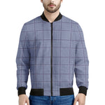 Blue Prince of Wales Check Print Men's Bomber Jacket