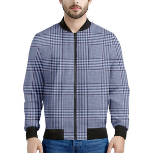 Blue Prince of Wales Check Print Men's Bomber Jacket