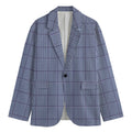 Blue Prince of Wales Check Print Men's Cotton Blazer