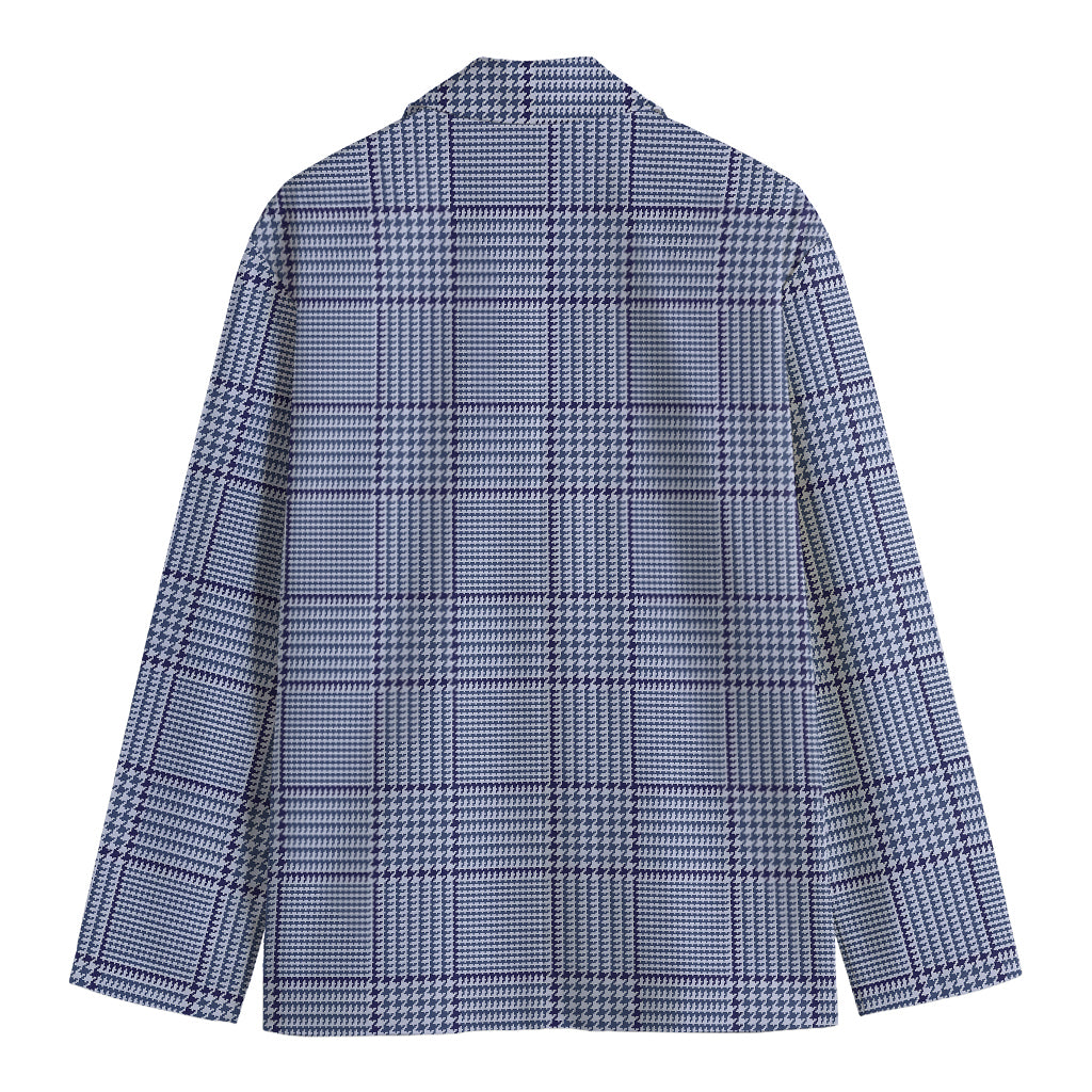 Blue Prince of Wales Check Print Men's Cotton Blazer