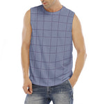 Blue Prince of Wales Check Print Men's Fitness Tank Top