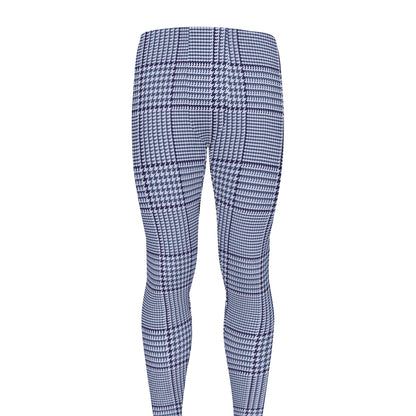 Blue Prince of Wales Check Print Men's leggings