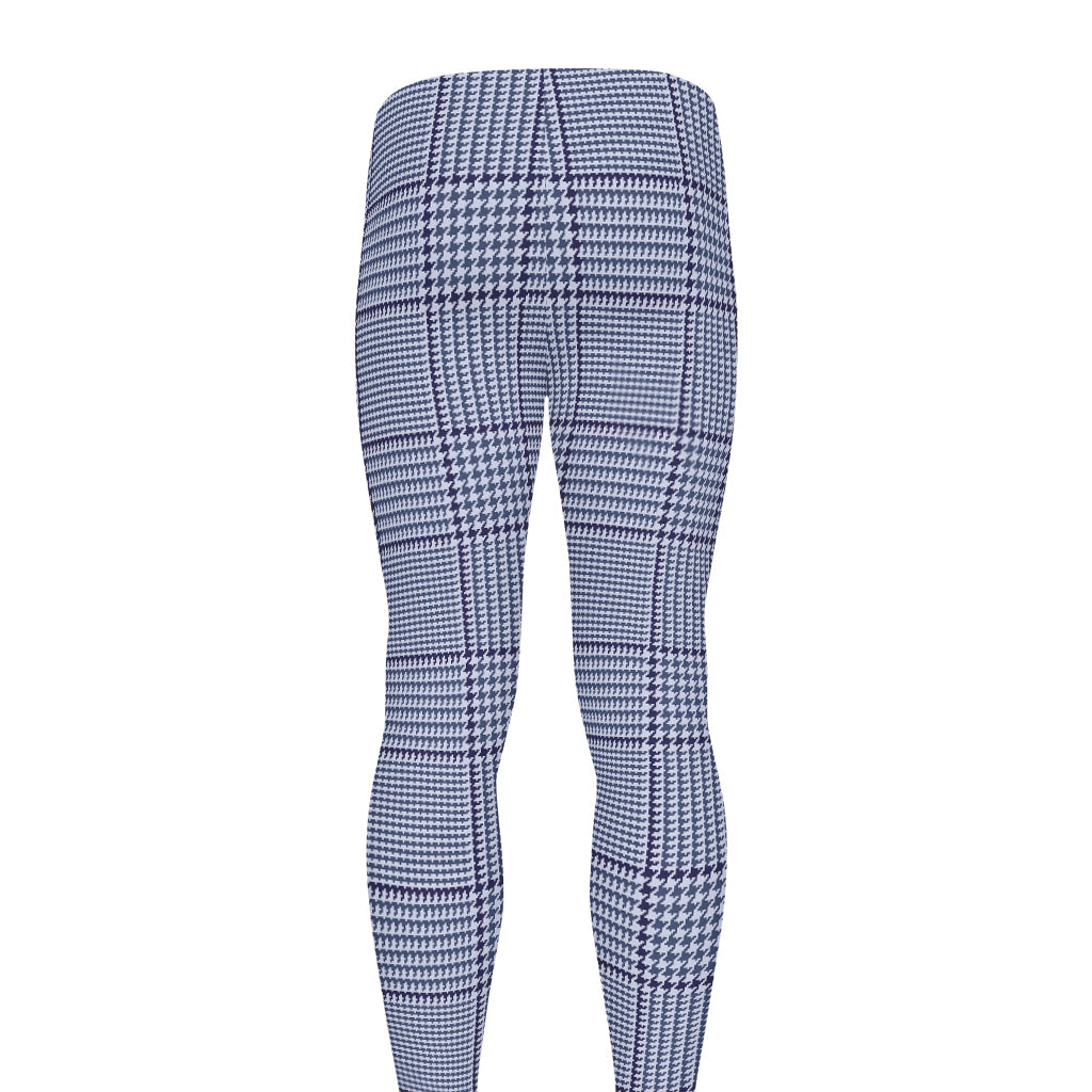 Blue Prince of Wales Check Print Men's leggings
