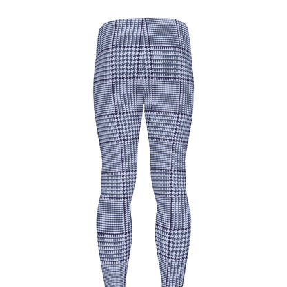 Blue Prince of Wales Check Print Men's leggings