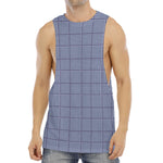 Blue Prince of Wales Check Print Men's Muscle Tank Top