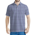 Blue Prince of Wales Check Print Men's Polo Shirt