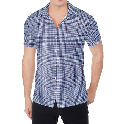 Blue Prince of Wales Check Print Men's Shirt