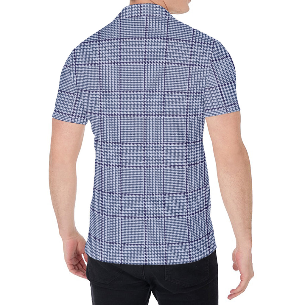Blue Prince of Wales Check Print Men's Shirt