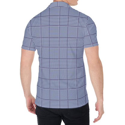 Blue Prince of Wales Check Print Men's Shirt