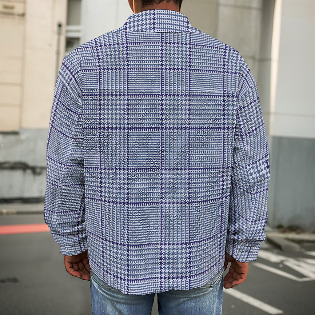 Blue Prince of Wales Check Print Men's Shirt Jacket