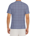 Blue Prince of Wales Check Print Men's Short Sleeve Rash Guard