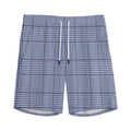 Blue Prince of Wales Check Print Men's Athletic Shorts