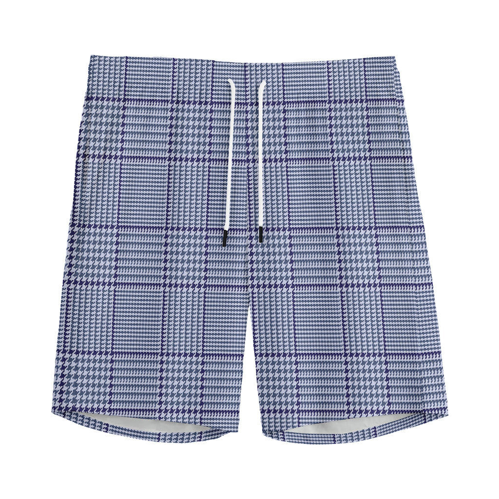 Blue Prince of Wales Check Print Men's Sports Shorts