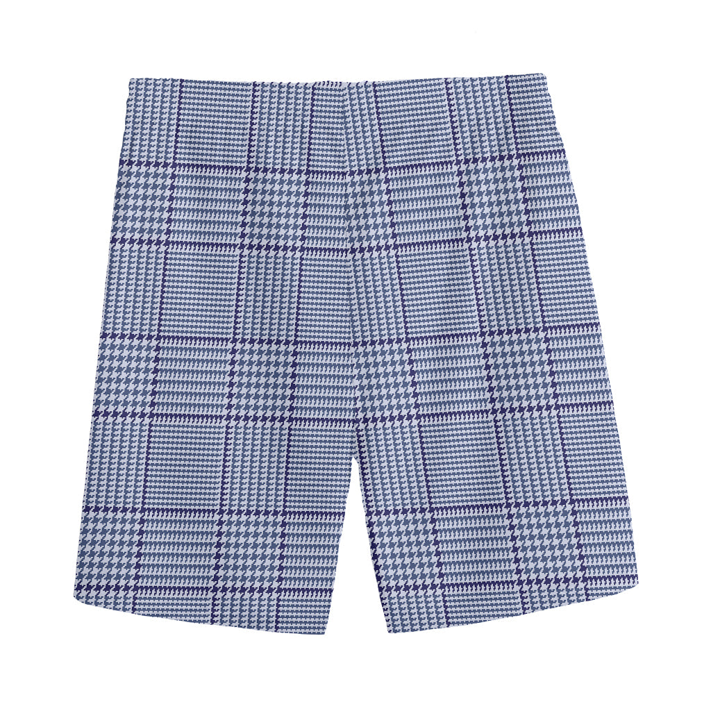 Blue Prince of Wales Check Print Men's Sports Shorts