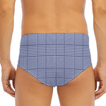 Blue Prince of Wales Check Print Men's Triangle Swim Briefs