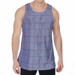 Blue Prince of Wales Check Print Men's Velvet Tank Top